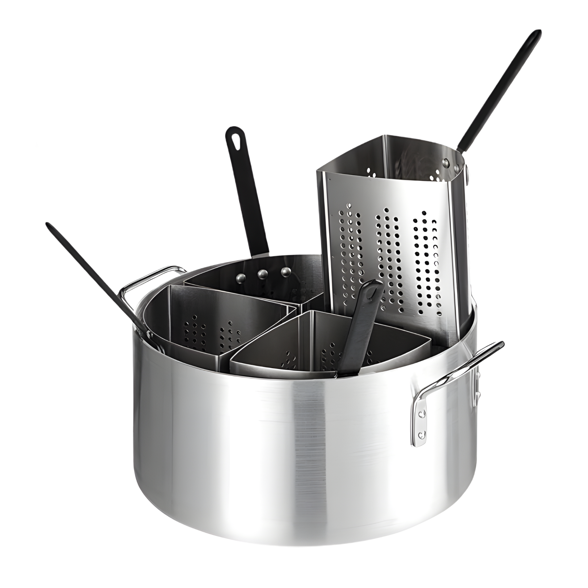 Olla de Aluminio 36CM para Pasta de 4 Cestas
