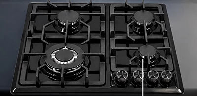 Estufa empotrable a gas IML QA-4AP de 4 quemadores con superficie de vidrio templado negro