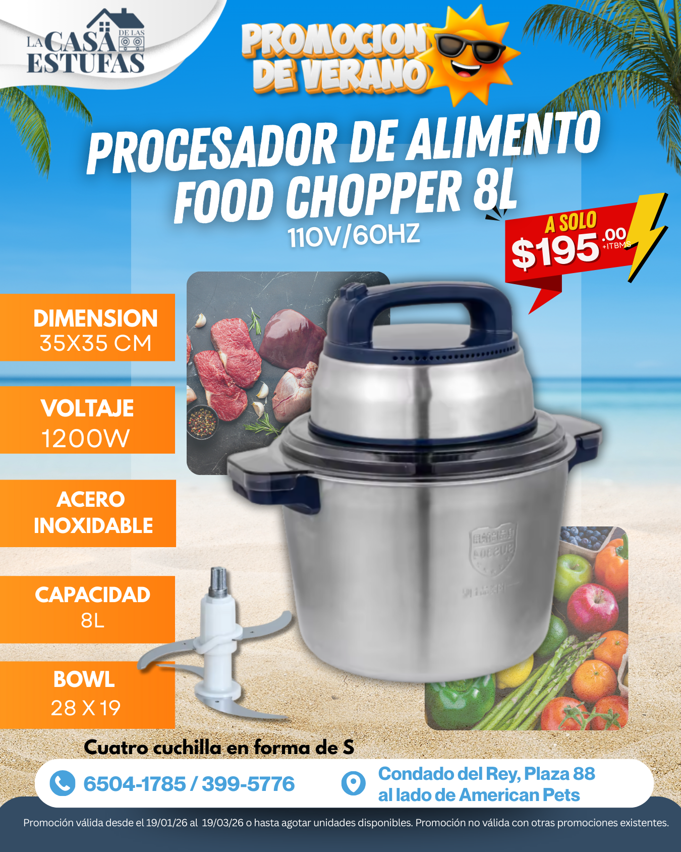 Procesador de Alimento Food Chopper 8L 110V/60Hz