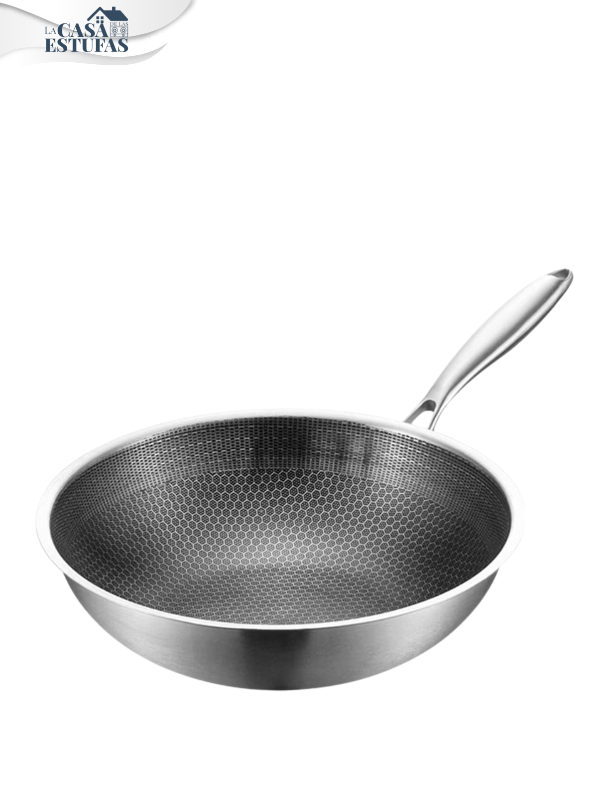 Sarten Wok Antiadherente HONEYCOMB Acero Inoxidable con Mango