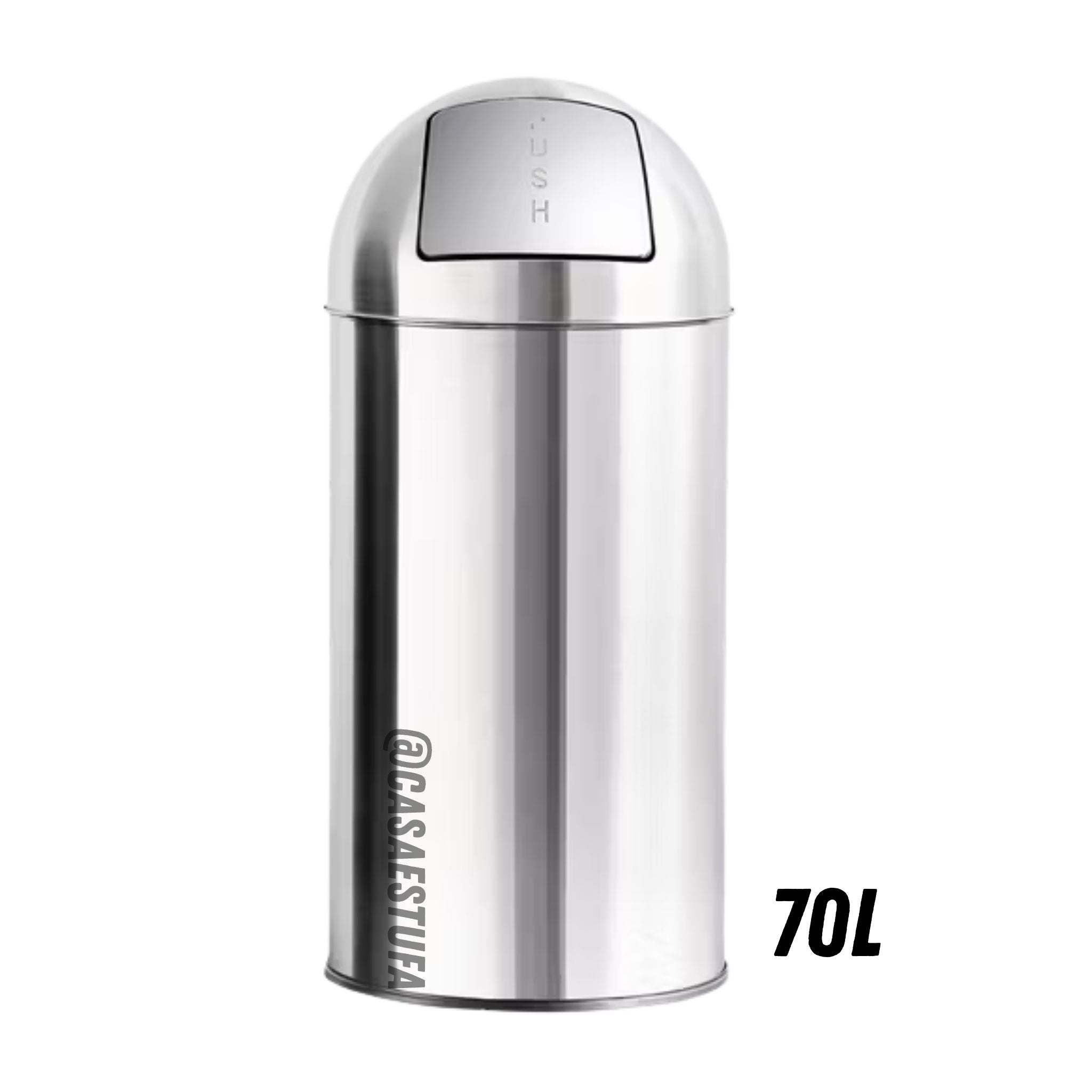 Basurero de acero Eagle color plateado con tapa basculante y capacidad de 70 litros, modelo HY3327