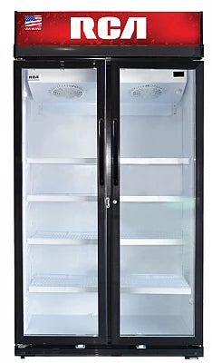 Vitrina refrigeradora comercial RCA de 25 pies con dos puertas de vidrio, modelo RCSC25