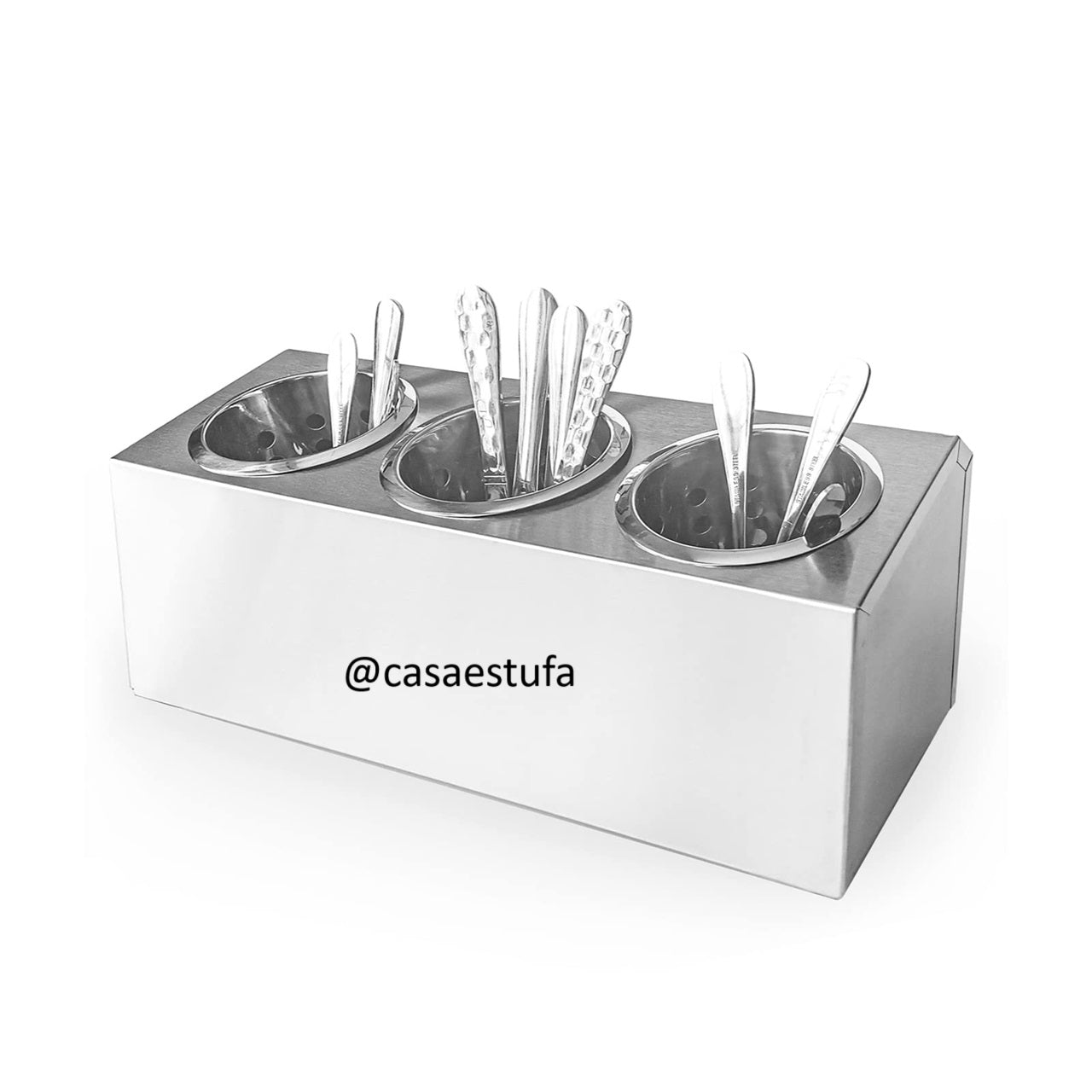 Organizador Porta Cubiertos 3 Cilindros en Acero Inoxidable FLATWARE CYLINDER