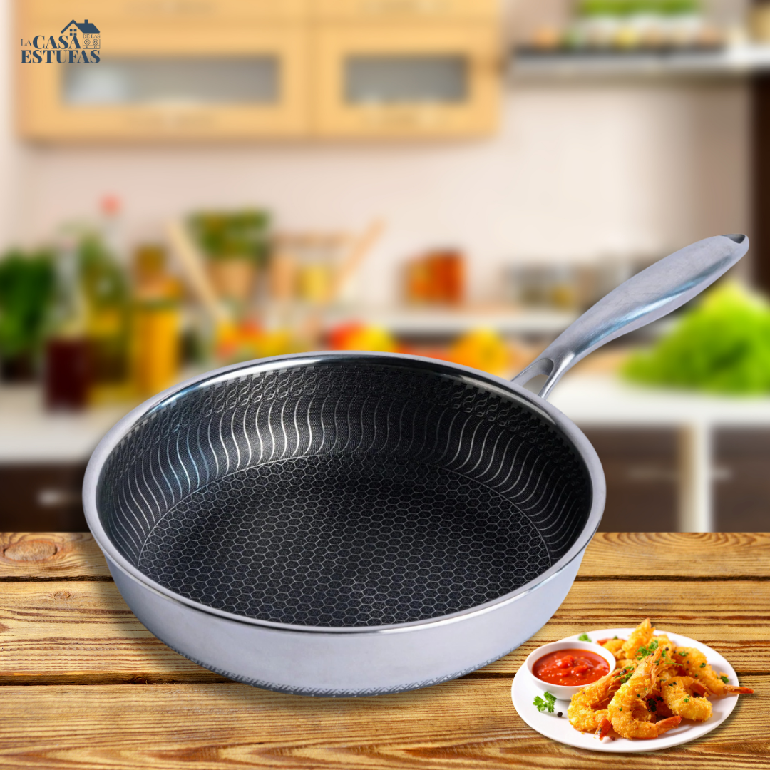 Sarten Antiadherente HONEYCOMB Acero Inoxidable con Mango