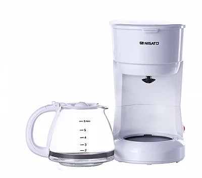 Cafetera Nisato Blanca de 12 Tazas con Filtro y Jarra de Vidrio – 900W