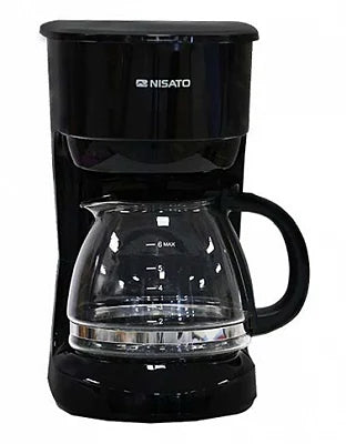 Cafetera Nisato Negra de 12 Tazas con Jarra de Vidrio – 750W