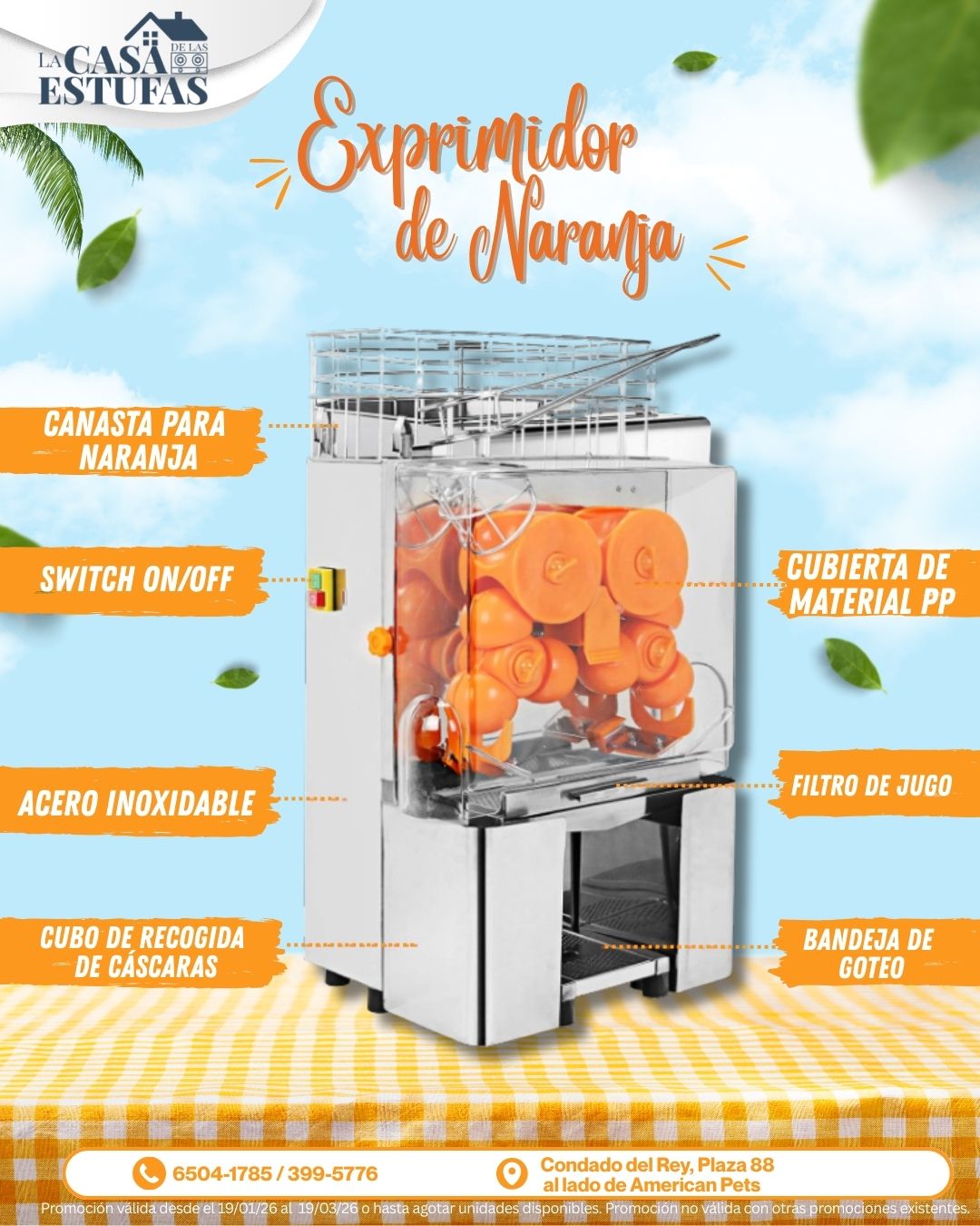 Exprimidor industrial para jugo de naranja o limon