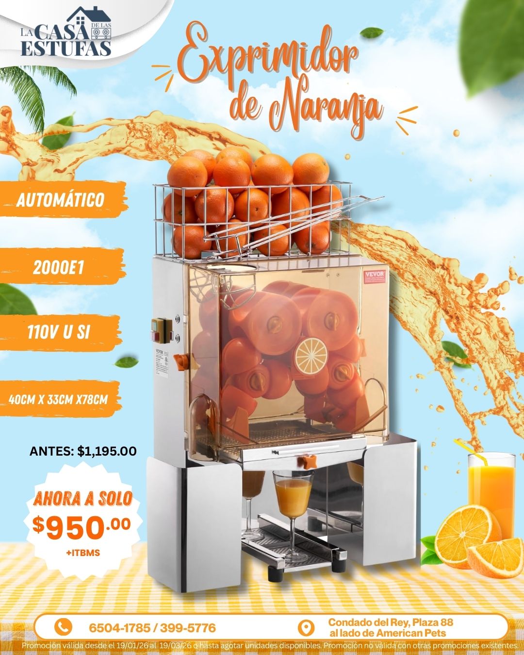 Exprimidor industrial para jugo de naranja o limon