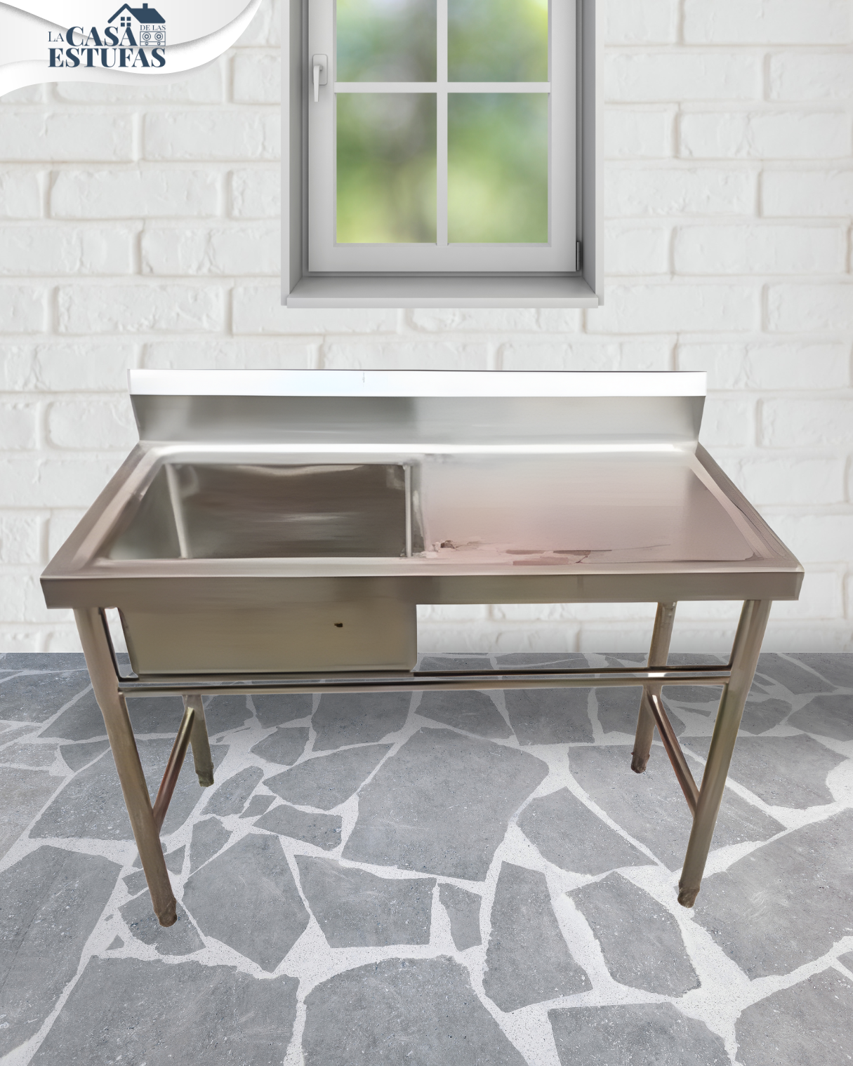 Fregador Industrial de 1 Tina con Mesa / Escurridor