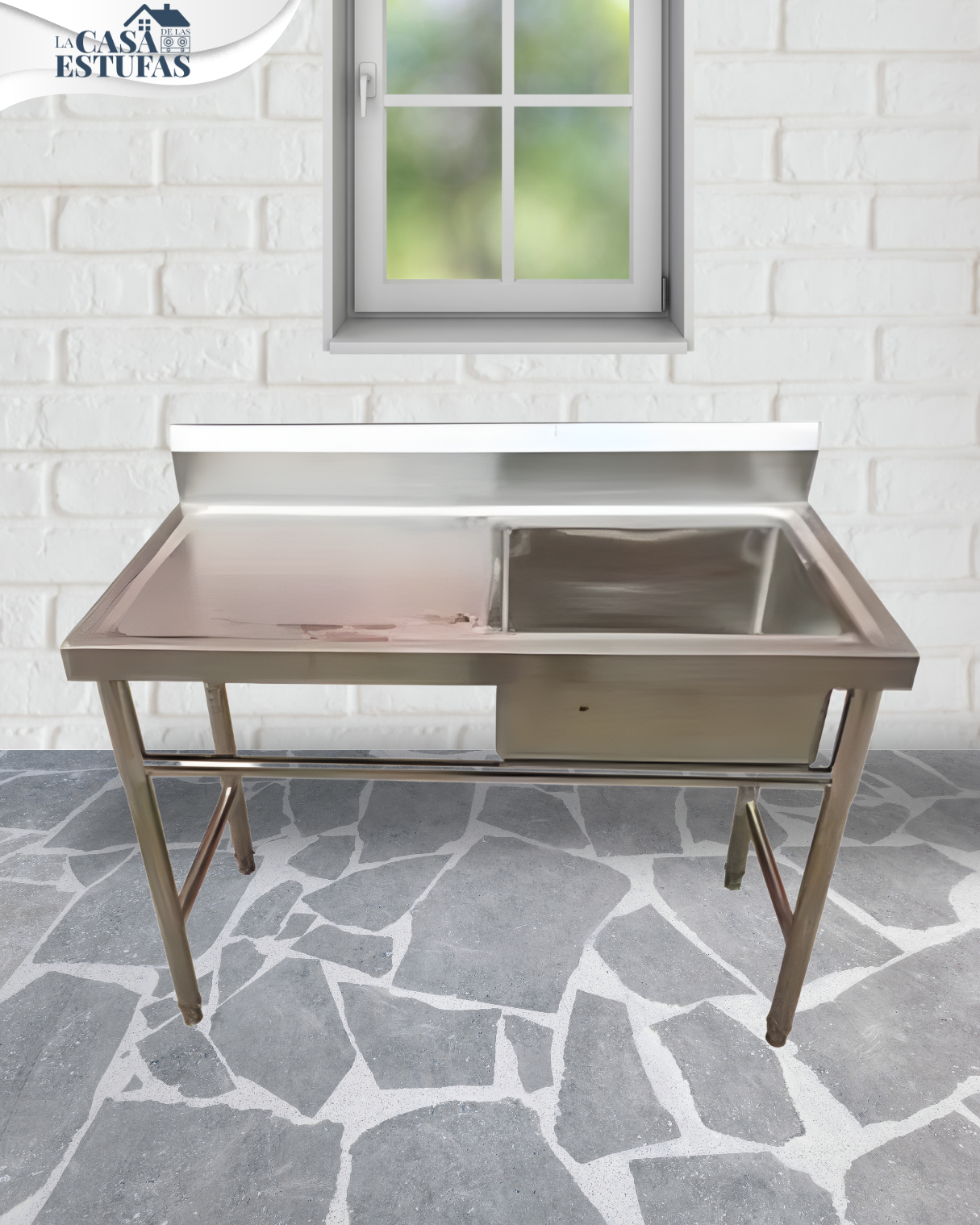 Fregador Industrial de 1 Tina con Mesa / Escurridor