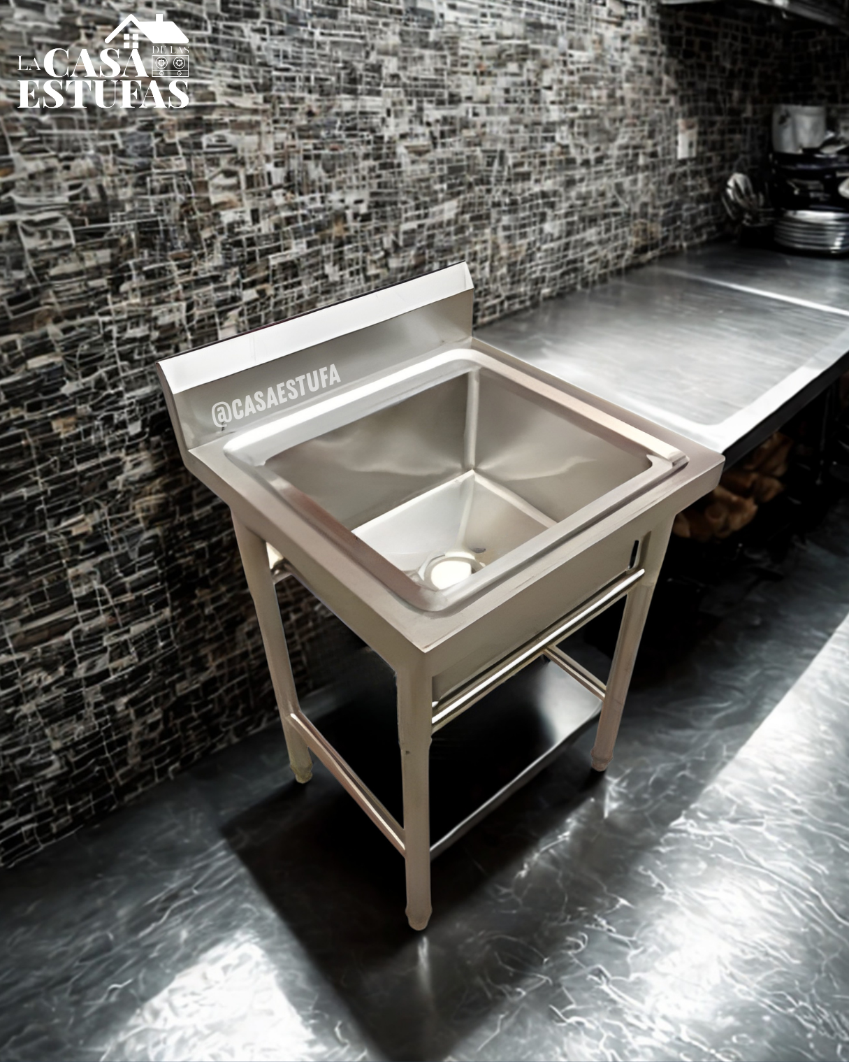 Fregador Industrial de 1 Tina en acero inoxidable