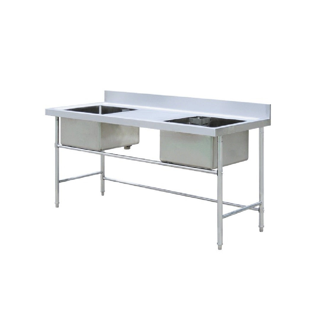 Fregador Industrial de 2 Tinas con Mesa / Escurridor
