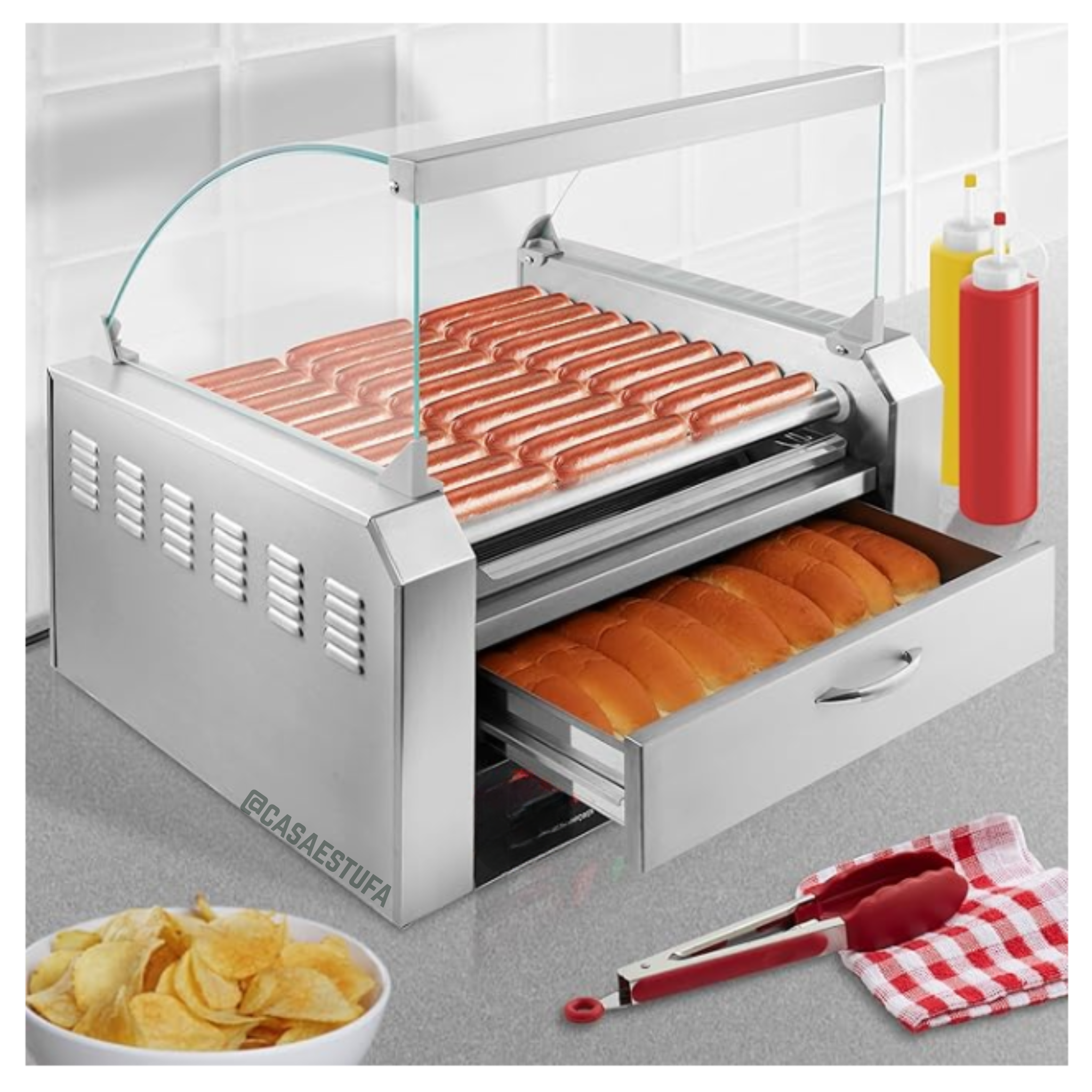 Máquina de Hotdog con Calentador de Pan