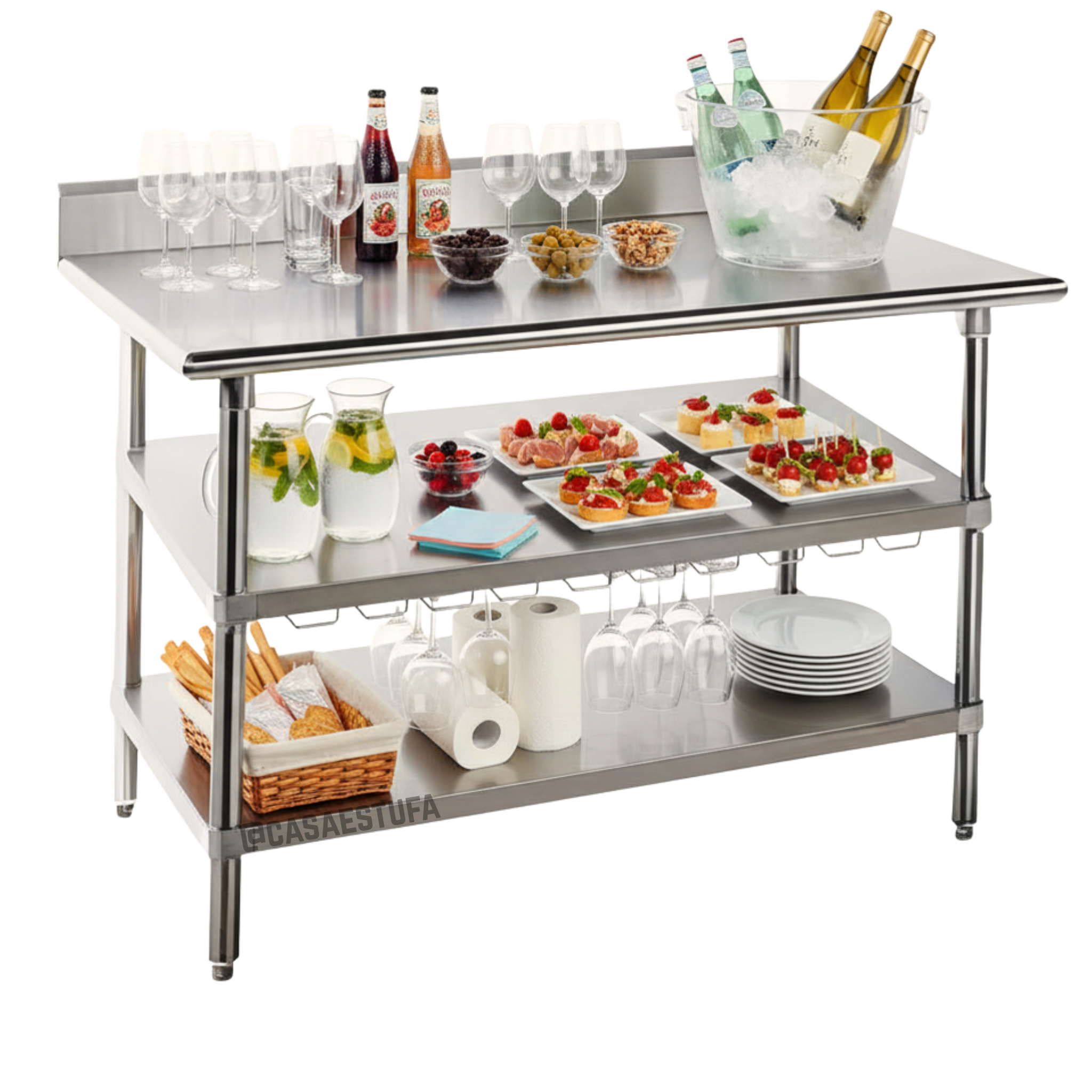 Mesa de Trabajo de 3 Niveles SS American Reforzada BackSplash