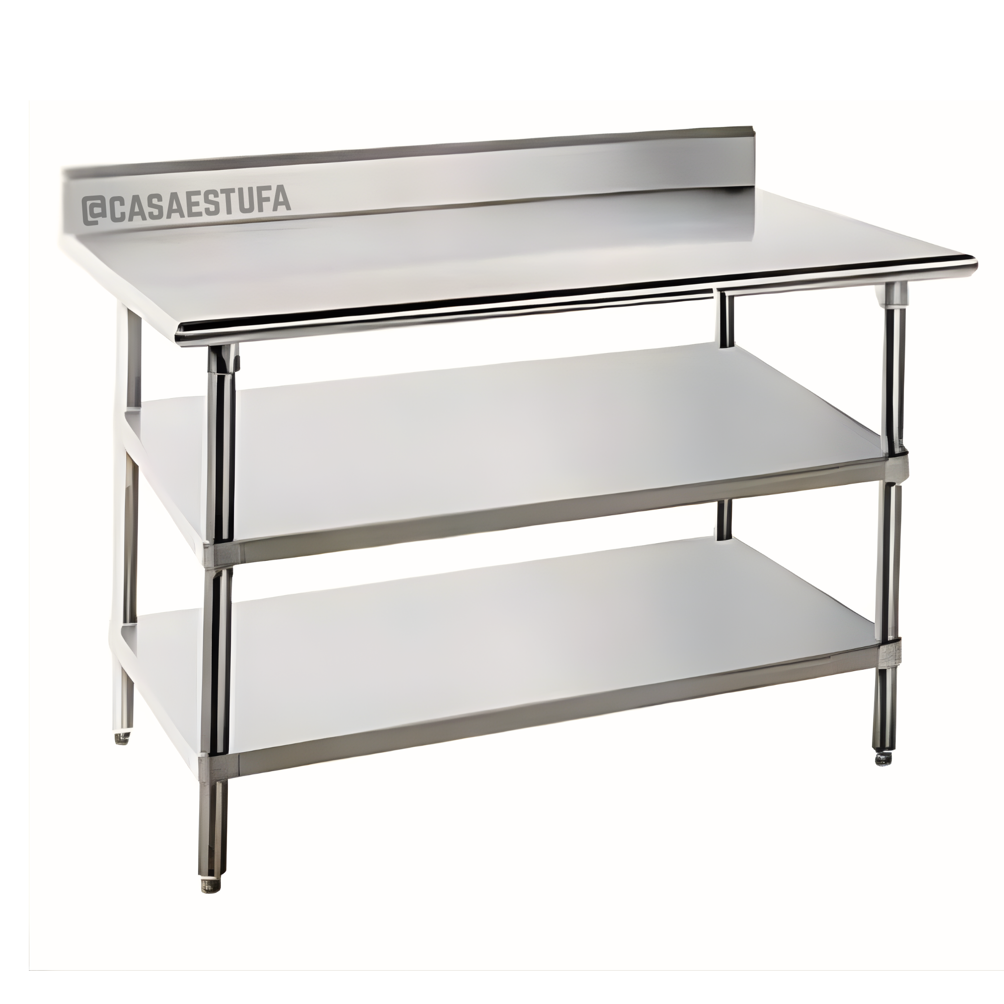 Mesa de Trabajo con Segundo Nivel SS American Reforzada BackSplash