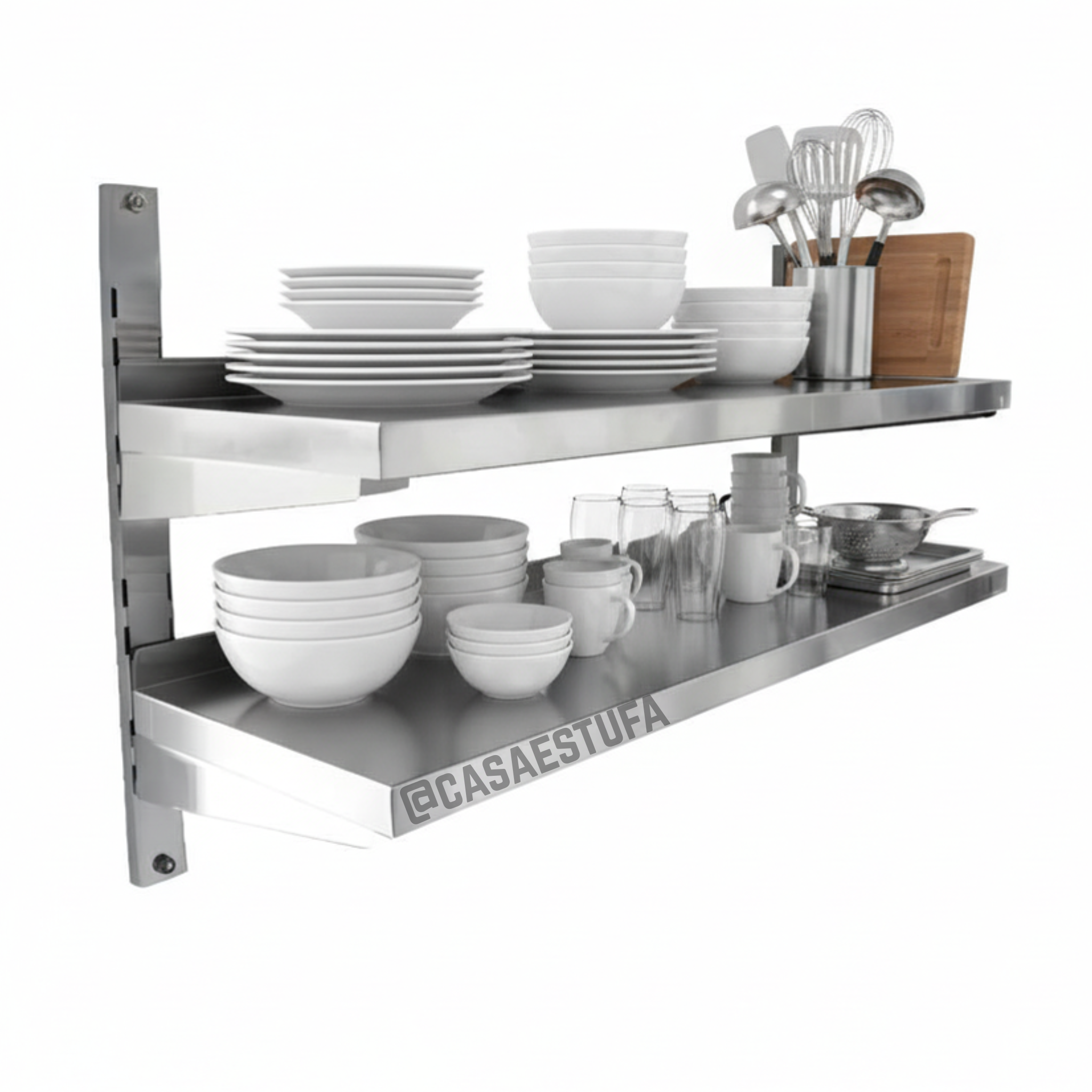 Repisa de Pared Doble Nivel Acero Inoxidable