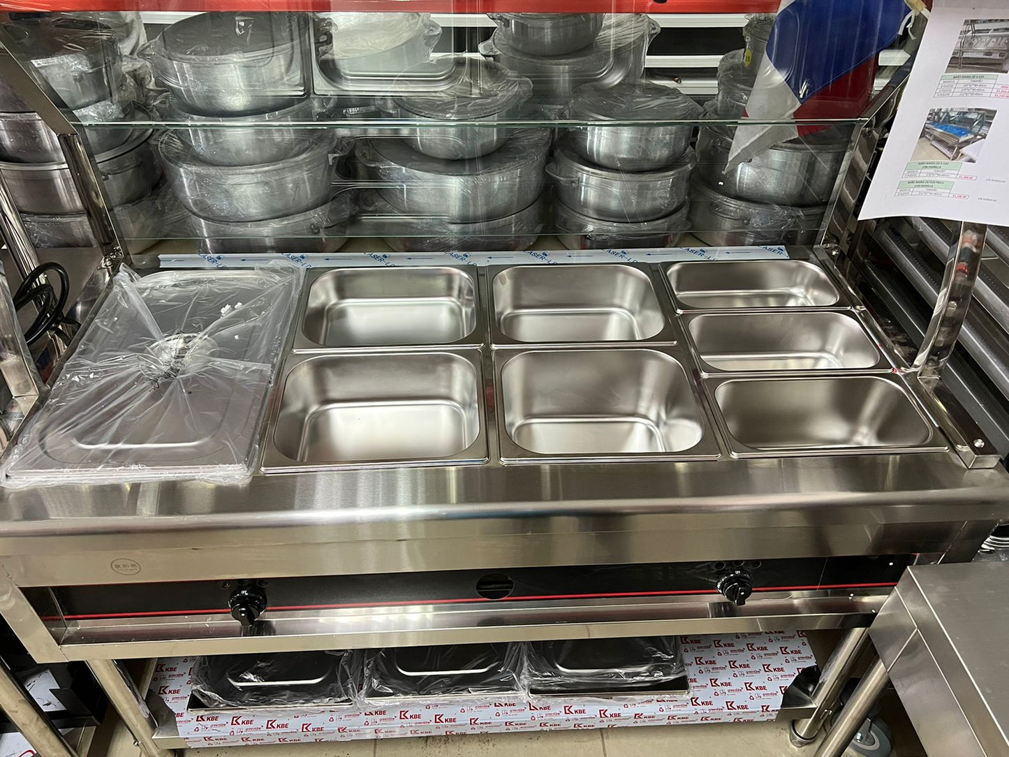 Baño María a Gas con Estructura en Acero Inoxidable y Vidrio diseño de lujo