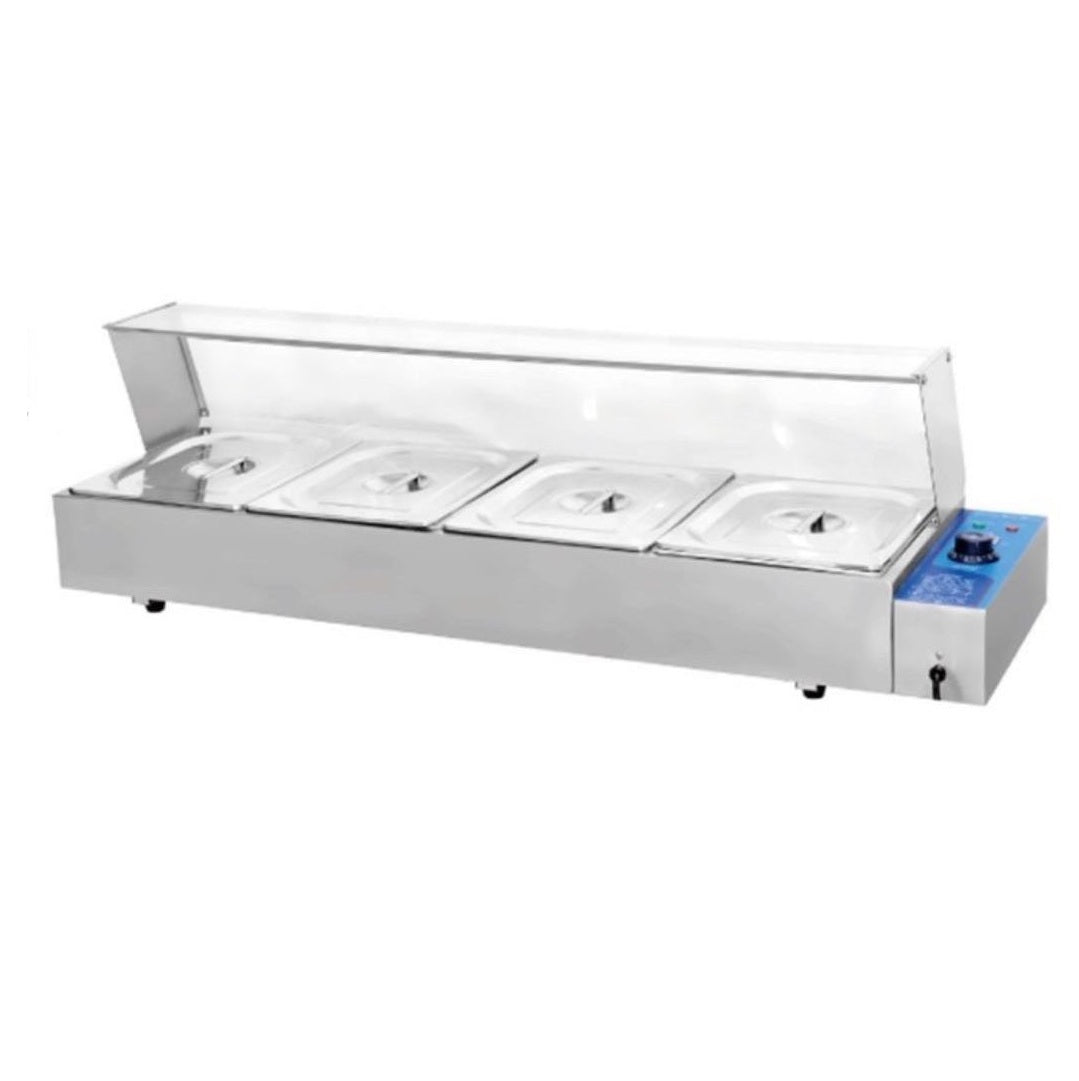 Baño María de Mesa Eléctrico de 4 Bandejas con Vidrio 110V/60hz