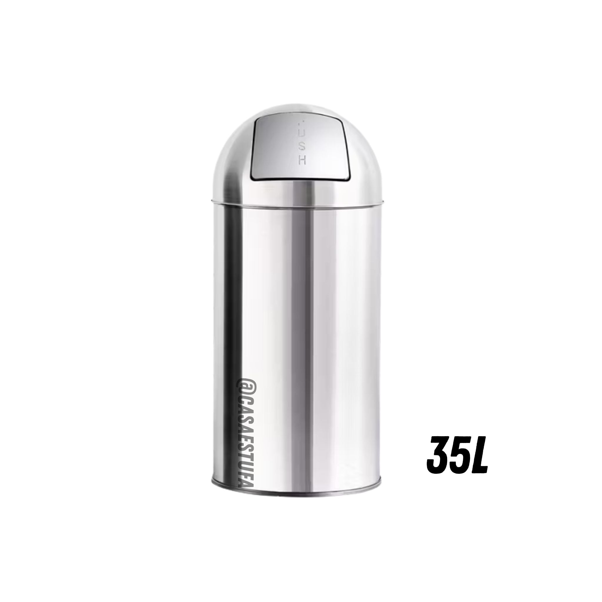 Basurero de acero Eagle color plateado con tapa basculante y capacidad de 35 litros, modelo HY3325