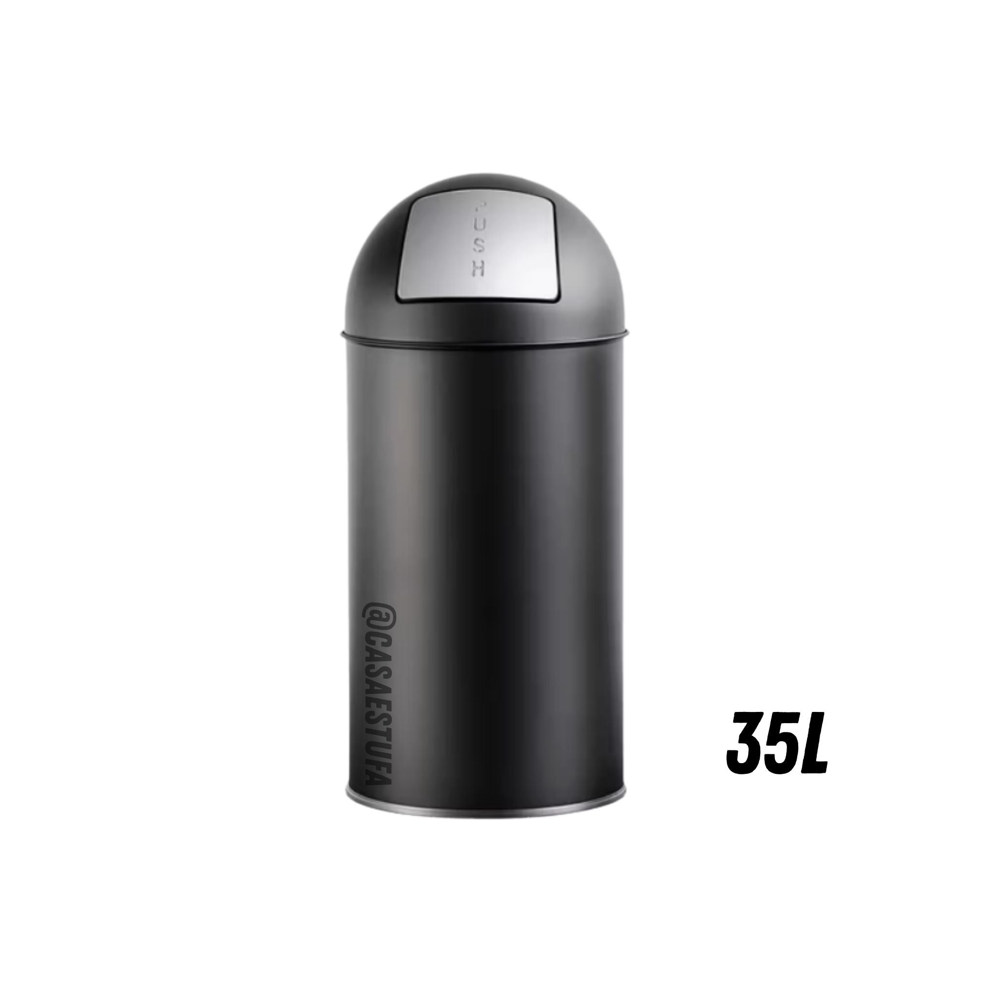 Basurero de acero Eagle color negro con tapa basculante y capacidad de 35 litros, modelo HY3325B
