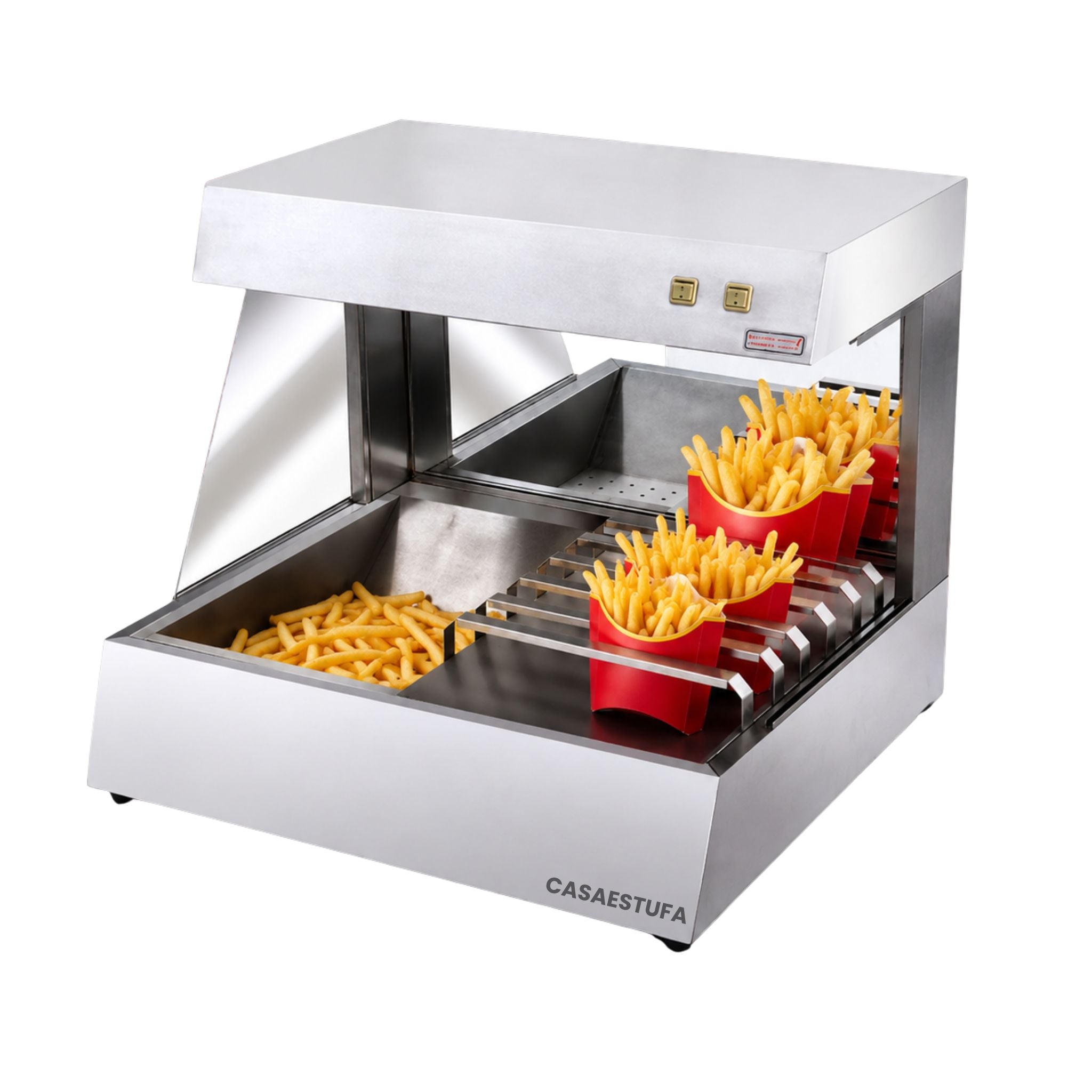 Calentador De Papas Fritas con Rack Infrarojo y Lampara Grande