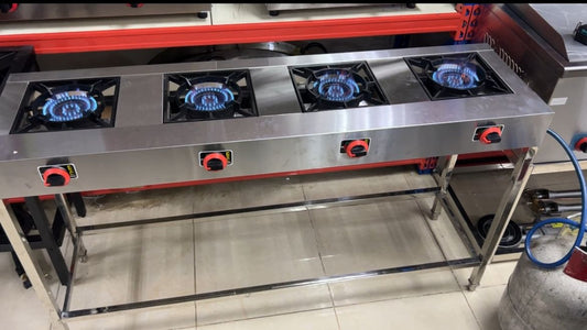 Estufa Industrial de 4 quemadores acero inoxidable 150cm