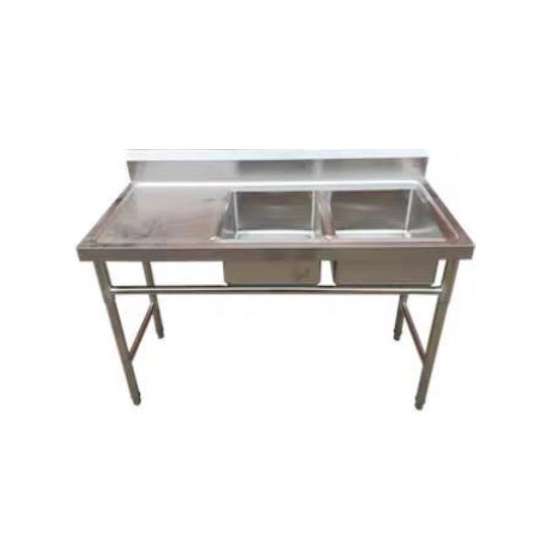 Fregador Industrial de 2 Tinas con Mesa / Escurridor